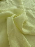 Italian Washed Woven Jacquard Silk Gazar - Soft Yellow-Lime