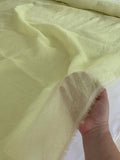 Italian Washed Woven Jacquard Silk Gazar - Soft Yellow-Lime