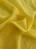 Italian Floral Pattern Cloqué Silk Organza - Canary Yellow