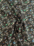 Abstract Printed Fine Silk Twill - Black / Multicolor