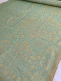 Italian Ethnic Paisley Printed Silk Gauze - Hues of Green