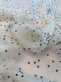 Italian Flocked Dots on Silk Chiffon - Off-White / Black