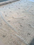 Italian Flocked Dots on Silk Chiffon - Off-White / Black