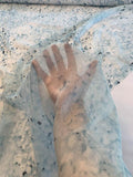 Italian Abstract and Deep Printed Silk Chiffon - Sky Blue / White