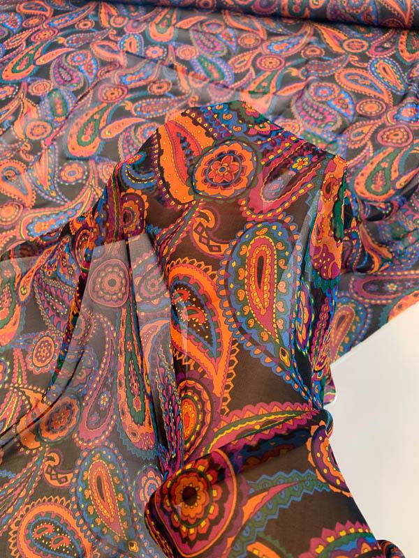 Paisley Printed Silk Chiffon - Multicolor