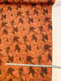 Tropical Leaf Printed Silk Chiffon - Rust Orange / Paprika Red / Mustard Gold