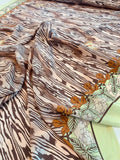 The Tropical Jungle in Autumn Printed Silk Crepe de Chine - Brown / Beige / Lime