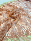 The Tropical Jungle in Autumn Printed Silk Chiffon - Brown / Beige / Lime