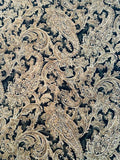 Paisley Printed Silk Shantung - Antique Gold / Olive / Black