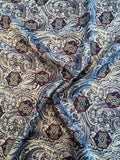 Italian Knightly Paisley Printed Fine Silk Twill - Grey / Cream / Maroon / Teal