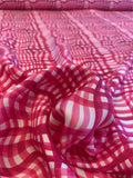 Coach Wavy Gingham Plaid Printed Fine Silk Twill - Hot Pink / White