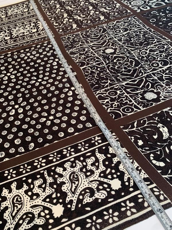 Bandana Like Multi-Pattern Printed Silk Georgette - Black / White / Brown