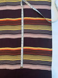 Horizontal Striped Silk Georgette - Plum / Burnt Orange / Light Mustard / Lt Pink