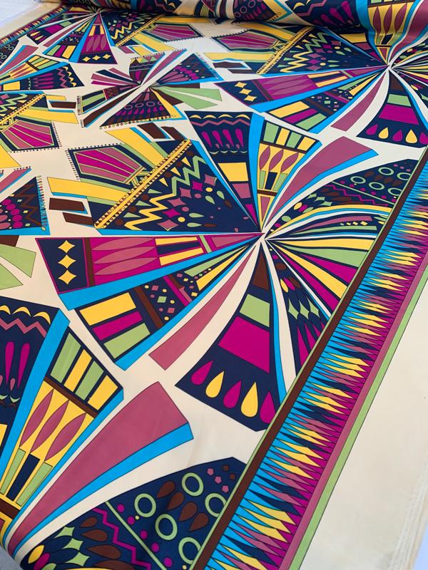 Pucci-esque Printed Polyester Charmeuse - Multicolor