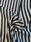 Vertical Striped Printed 4 Ply Silk Crepe Panel - Black / Off-White
