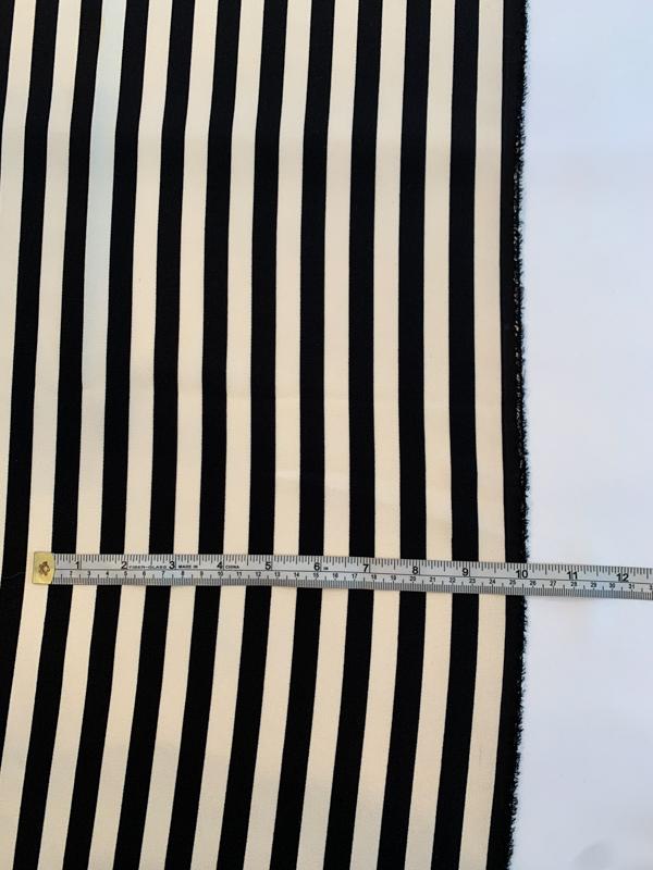 Vertical Striped Printed 4 Ply Silk Crepe Panel - Black / Off-White
