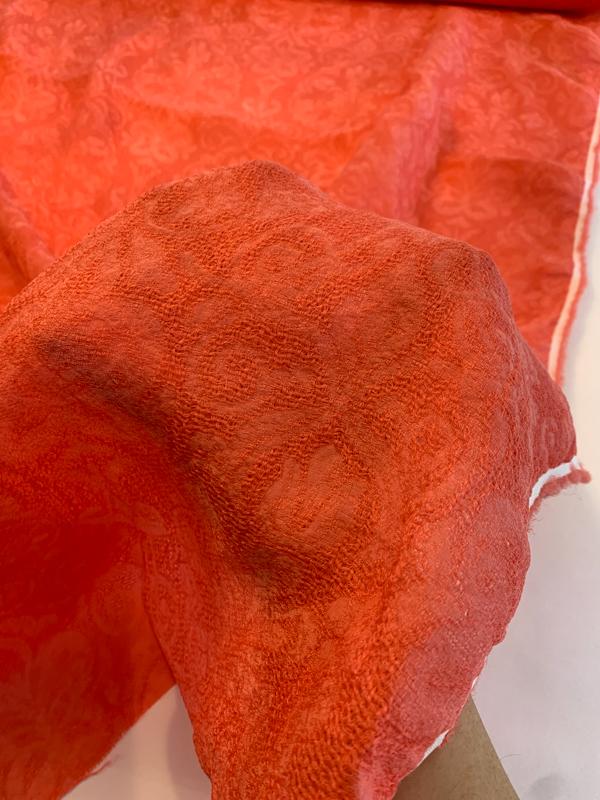 Italian Regal Washed Woven Jacquard Silk Gazar - Coral