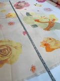 Large-Scale Floral Printed Heavy Stretch Washed Silk Twill - Soft Pink / Yellow / Pink / Orange
