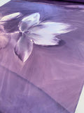 Floral Portrait Painterly Printed Silk Charmeuse Panel - Purple / White