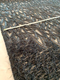 Matelassé Leaf on Organza Bordered Feathered Novelty Panel - Black
