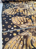 Italian Oversize Butterfly Border Printed Silk Chiffon-Habotai - Yellow / Brown / Tan / Black