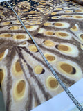 Italian Oversize Butterfly Border Printed Silk Chiffon-Habotai - Yellow / Brown / Tan / Black