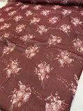 Floral Bouquets and Love Notes in French Printed Crinkled Silk Chiffon - Maroon / Off-White