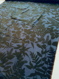 Leaf Printed Baby Silk Gabardine - Navy / Black