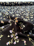Dainty Floral Printed Stretch Cotton Poplin - Black / Periwinkle / Pink / Green
