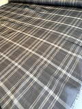 Italian Plaid Yarn-Dyed Fine Silk Organza - Black / Dove Grey / Olive