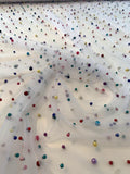 Tulle with Pearls - White / Multicolor