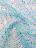 Horizontal Striped Textured Polyester Organza - Aqua