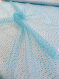 Horizontal Striped Textured Polyester Organza - Aqua
