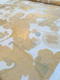 Italian Regal Floral Design Clip Organza - Gold / Mint / Off-White