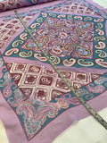 Paisley Bandana Printed Silk Chiffon Panel - Purple / Teal / Cream