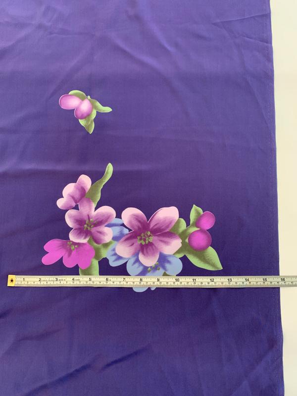 Drifting Flowers Printed Panel Silk Crepe de Chine - Purple / Pink / Green