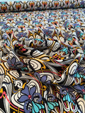 Famous NYC Designer Abstract Printed Rayon Crepe-Twill - Multicolor