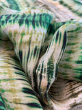 Tropical Tie-Dye Striped Printed Rayon Twill - Green / Yellow / Lime