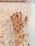 Sweet Floral Printed Crinkled Silk Chiffon - Rose / Pink / Off-White