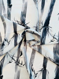 Painterly Bamboo Printed Silk Georgette - Shades of Grey / Black / Off-White