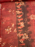 Tie-Dye Like and Floral Printed Polyester Chiffon - Red / Burgundy / Burnt Orange
