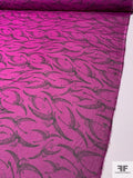Betsey Johnson Jurassic Birds Printed Crinkled Polyester Chiffon - Purple / Black
