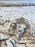Love Letters in French Matte-Side Printed Silk Charmeuse - Off-White / Black