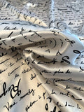 Love Letters in French Printed Silk Charmeuse - Off-White / Black
