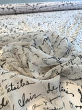 Love Letters in French Printed Crinkled Silk Chiffon - Off-White / Black