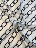 Diagonal Chain Links Printed Silk Twill - Ivory / Navy