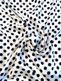 Classic Polka Dot Printed Fine Silk Twill - White / Navy