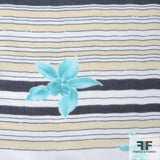 Striped & Floral Printed Silk Chiffon - Multicolor