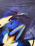 Birds in Rio Printed Paneled Cotton Voile - Navy / Yellow / Royal