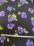 Classic Floral Printed Silk Chiffon - Black / Purple / Green